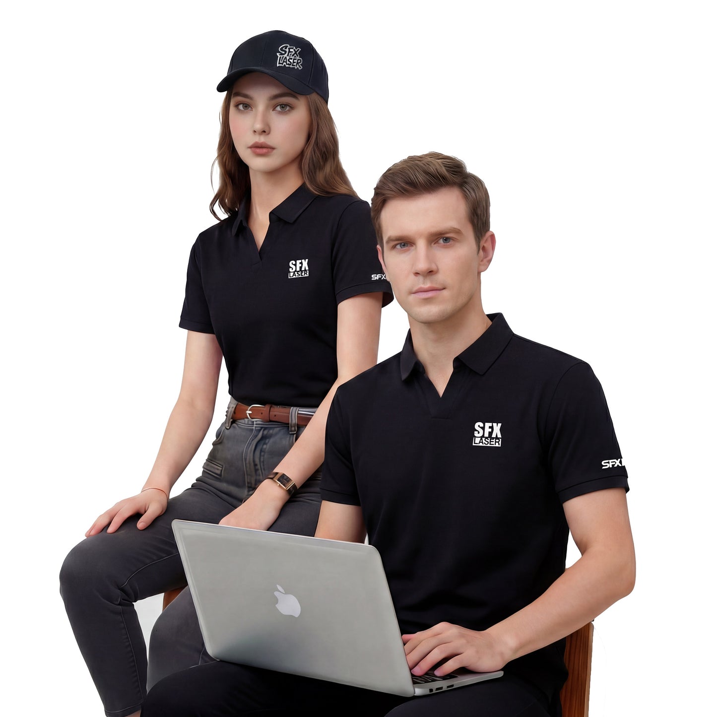 LYXCTECH-SFX LASER Modern Black Mens Womens Polo Shirts