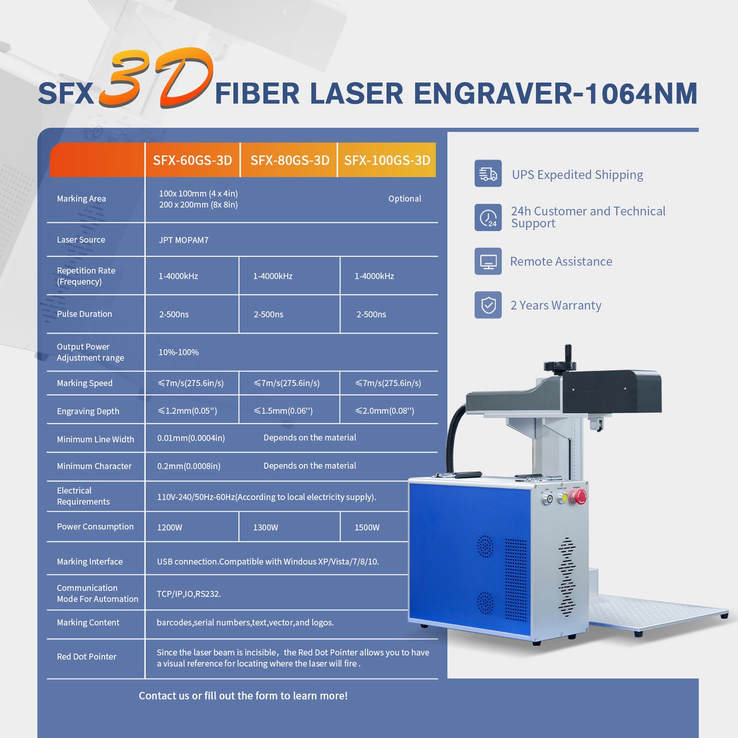 LYXCTECH 3D Dynamic 60W/80W/100W Fiber Laser Engraver Fiber Laser Marking Machine Work Field 100×100mm/200×200mm