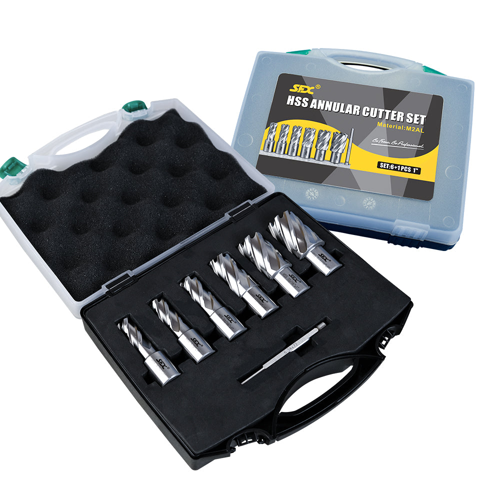Juego de cortadores anulares SFX US STOCK M2AL, 6 piezas, profundidad de corte de 1'' con 1 pasador piloto