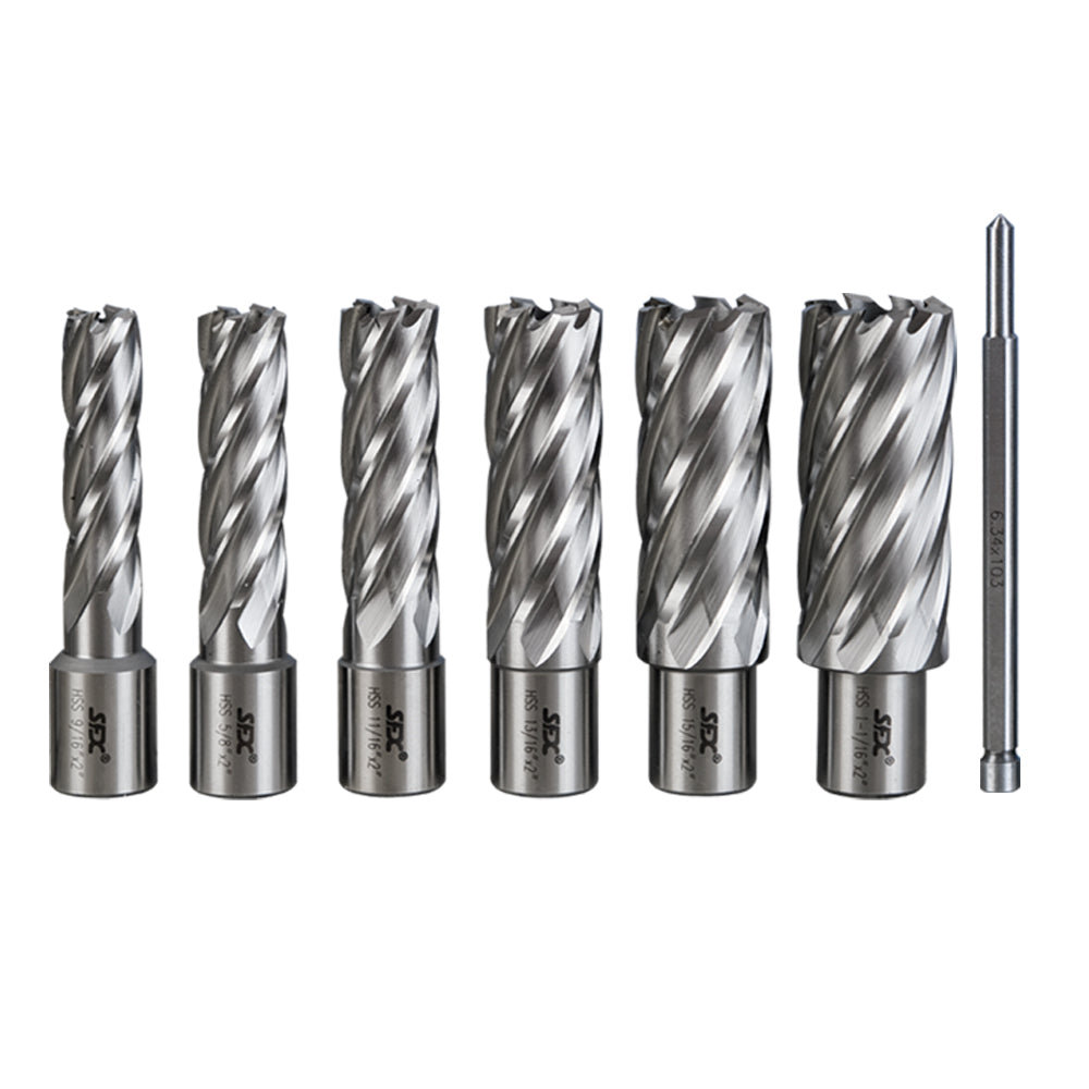 LYXCTECH US STOCK M2AL Annular Cutter Set 6pcs Cutting Depth 2'' With 1PC Pilot Pin