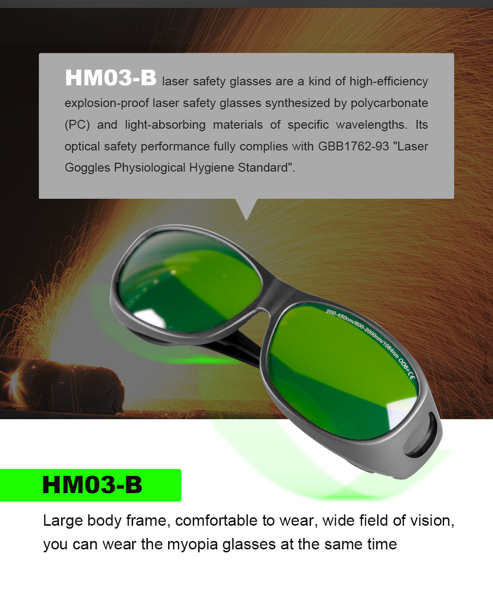 Gafas de seguridad láser profesionales SFX Gafas de protección láser para máquinas de soldadura/limpieza láser