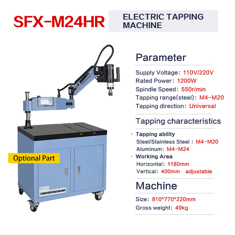 SFX US STOCK M4-M24 Pinzas para roscar Brazo de 1200 mm Máquina de roscar universal de 360° Roscadora eléctrica 550 rpm