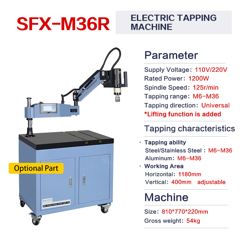 Pinzas para roscar SFX M6-M36, brazo de 1200 mm, máquina de roscar universal de 360°, roscadora eléctrica de 125 rpm
