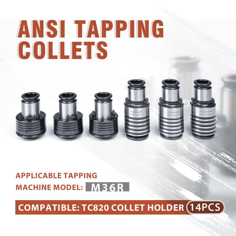 Pinzas de roscado imperiales ANSI SFX TC820, 14 piezas, aptas para máquina de roscado eléctrica M36R