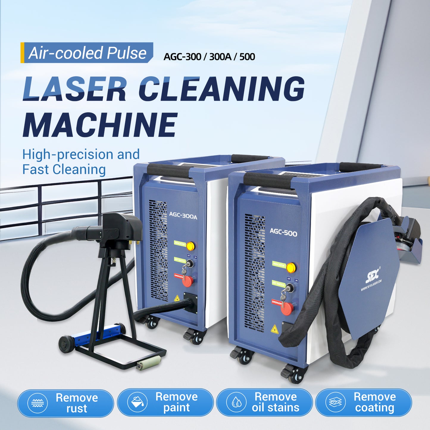 LYXCTECH Luftgekühlte gepulste Laserreinigungsmaschine 300/500 W Leichte Laserreinigungsmaschine