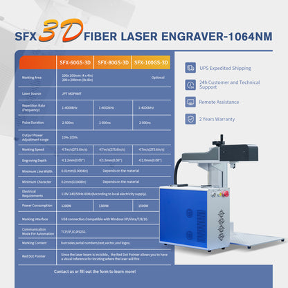 LYXCTECH 3D Dynamic 60W/80W/100W Faserlasergravierer Faserlaserbeschriftungsmaschine Arbeitsfeld 100×100mm/200×200mm