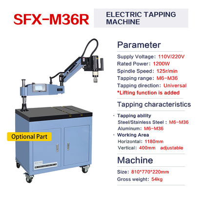 Pinzas para roscar SFX M6-M36, brazo de 1200 mm, máquina de roscar universal de 360°, roscadora eléctrica de 125 rpm