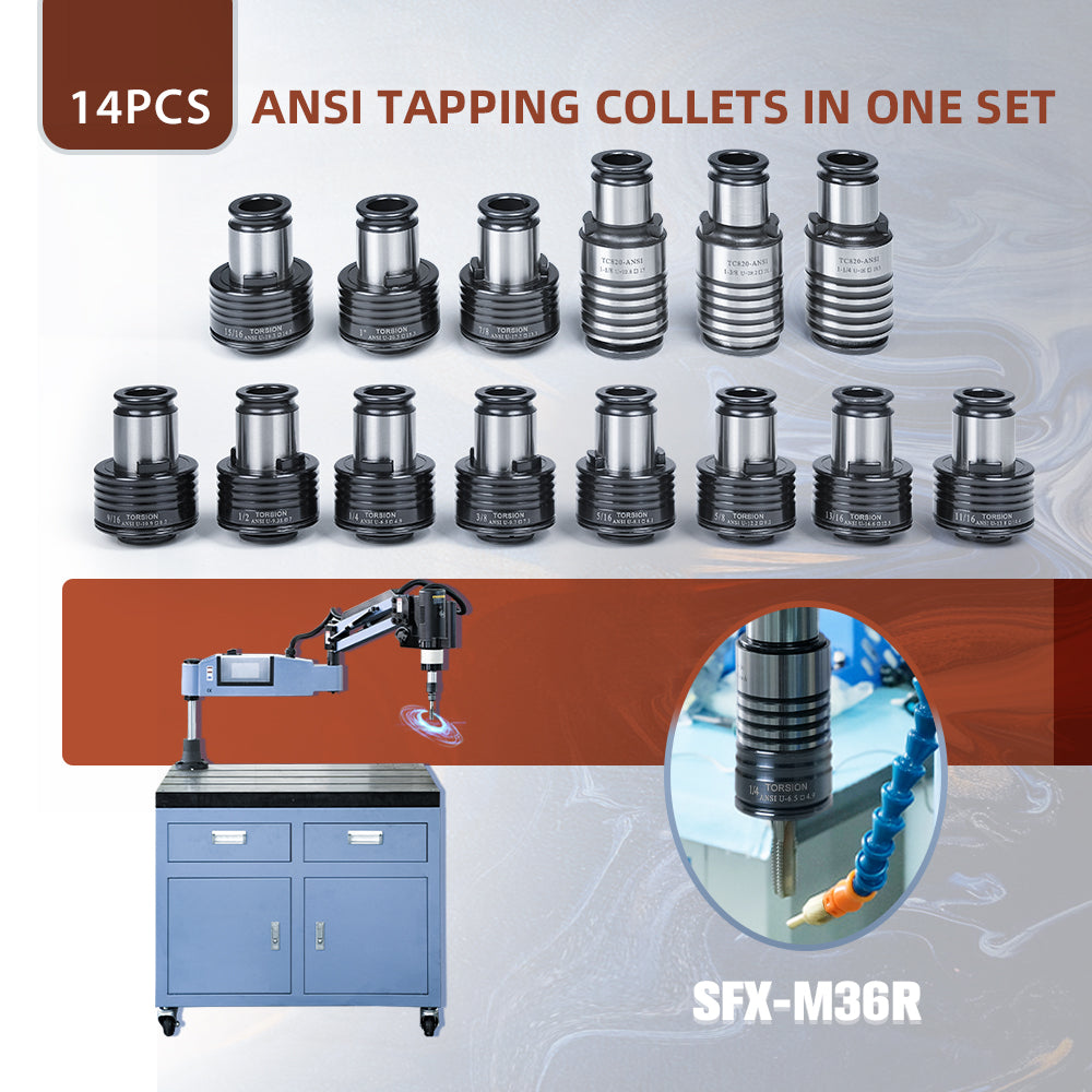 LYXCTECH TC820 ANSI Imperial Tapping Collets 14pcs Applicable for Elec