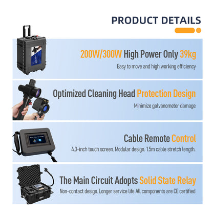 LYXCTECH Trolley-Typ Design Tragbarer Laserreiniger Gepulste Laserreinigungsmaschine 200W/300W